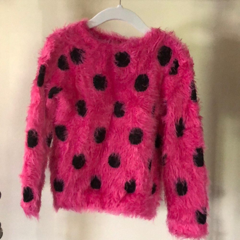 Girls hot pink fuzzy sweater.